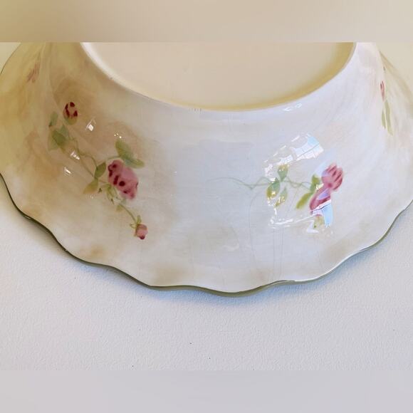 Vtg 222 Fifth Cheri’s Roses Large Serving Bowl Salad Centerpiece Decorative Bowl - Picture 8 of 9